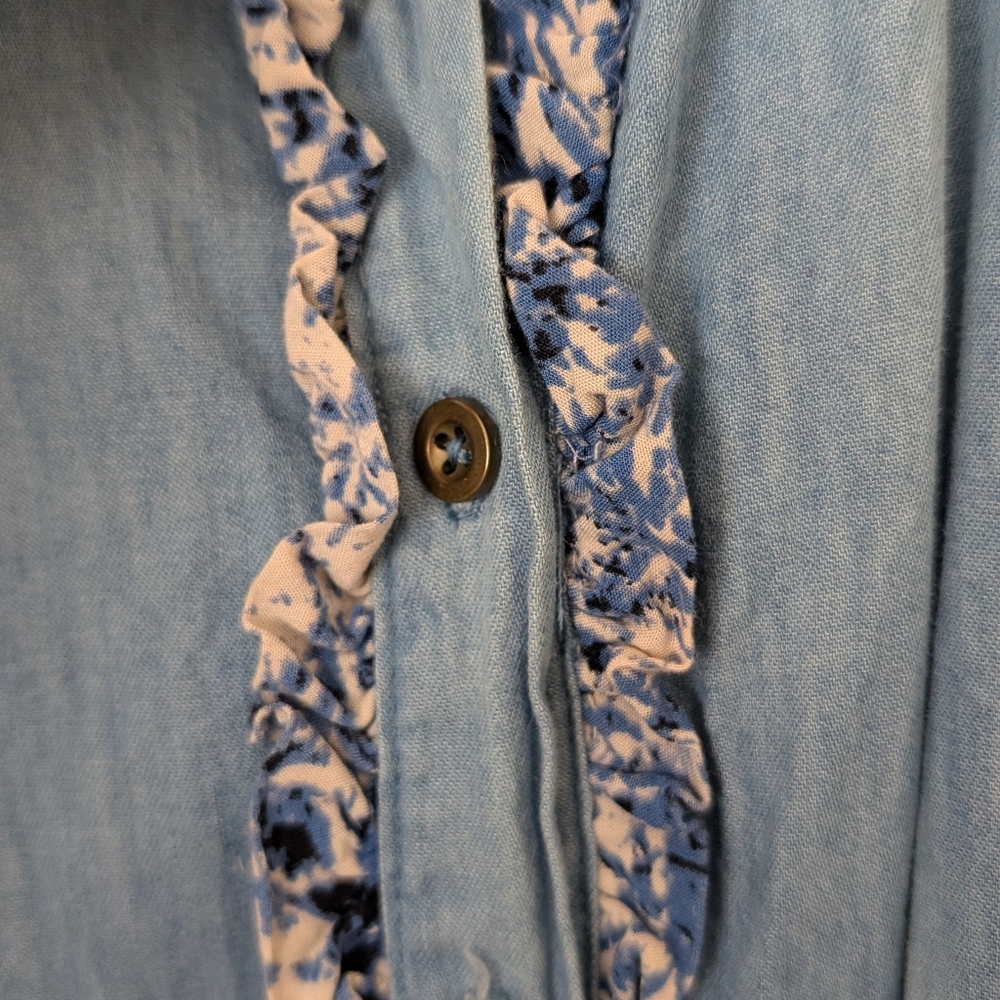 Lapis Blue Denim‎ Tiered Embroidered Maxi Dress M - Picture 5 of 15